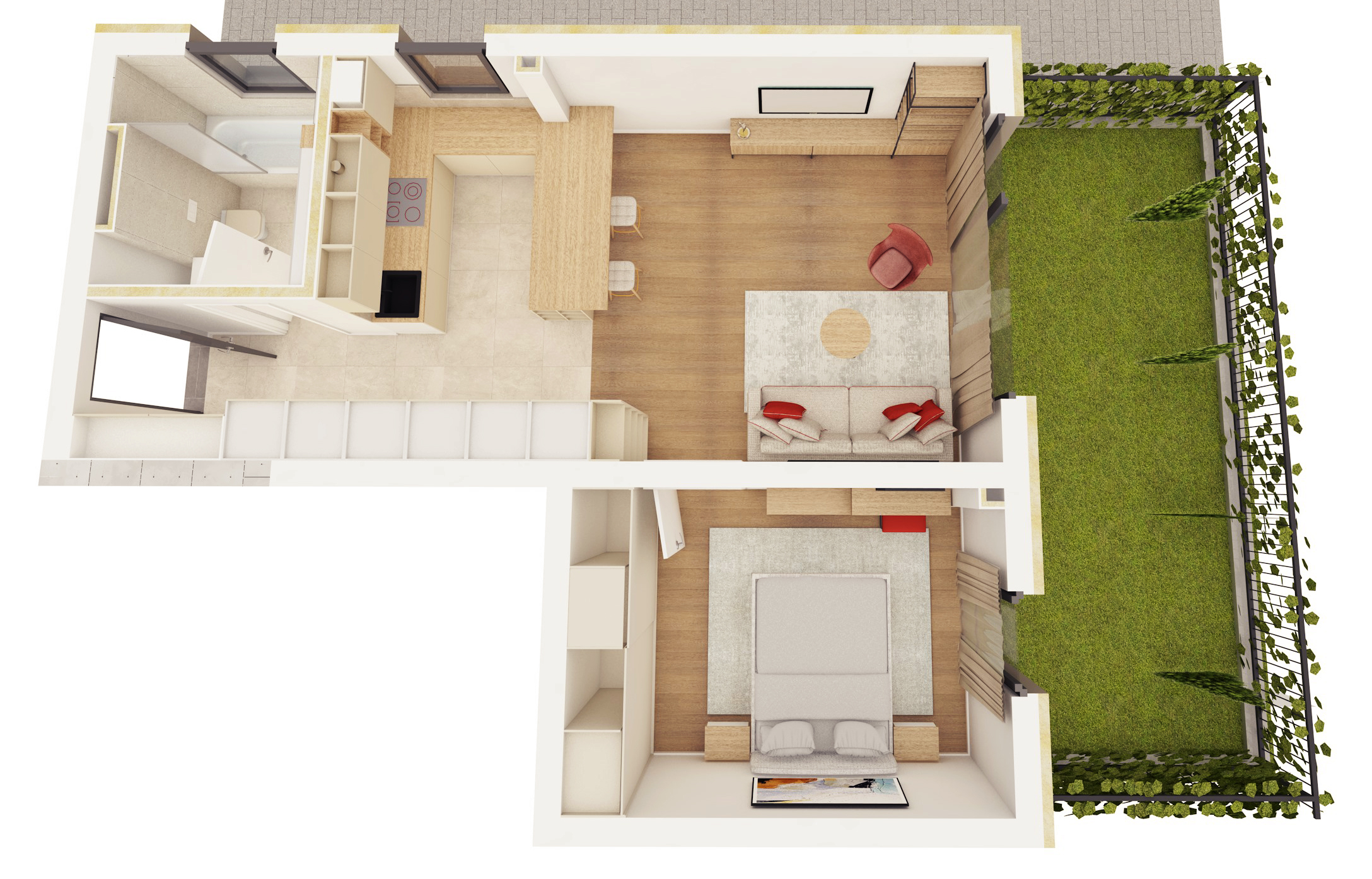 B01 - Apartament cu Două Camere cu Grădină Spațioasă și Dormitor Matrimonial