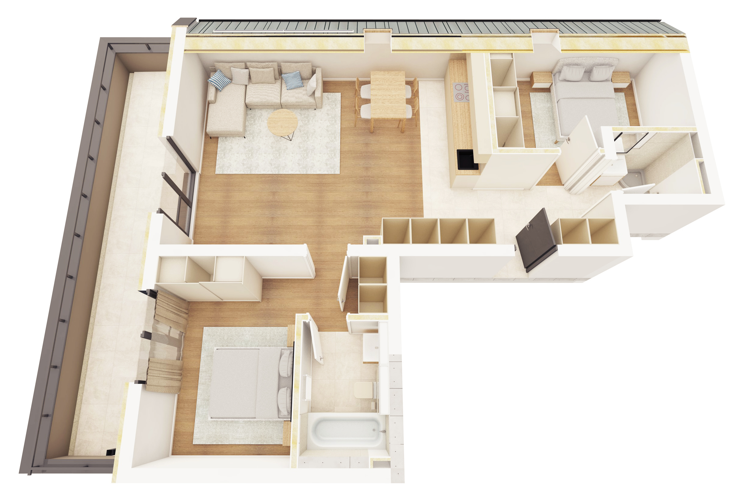 B15 - Apartament cu Trei Camere cu Balcon Mare