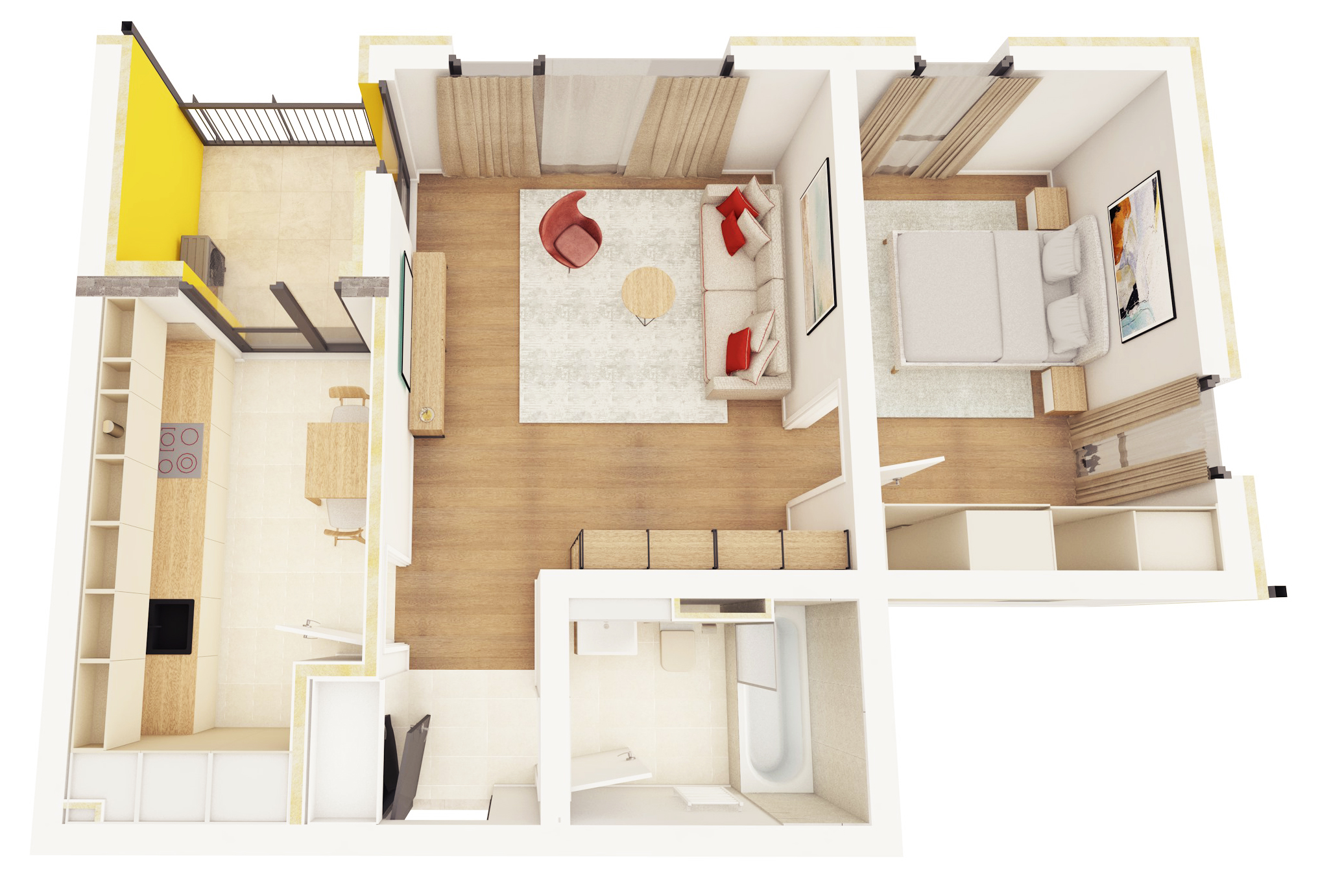 A04 - Apartament cu Două Camere și Balcon