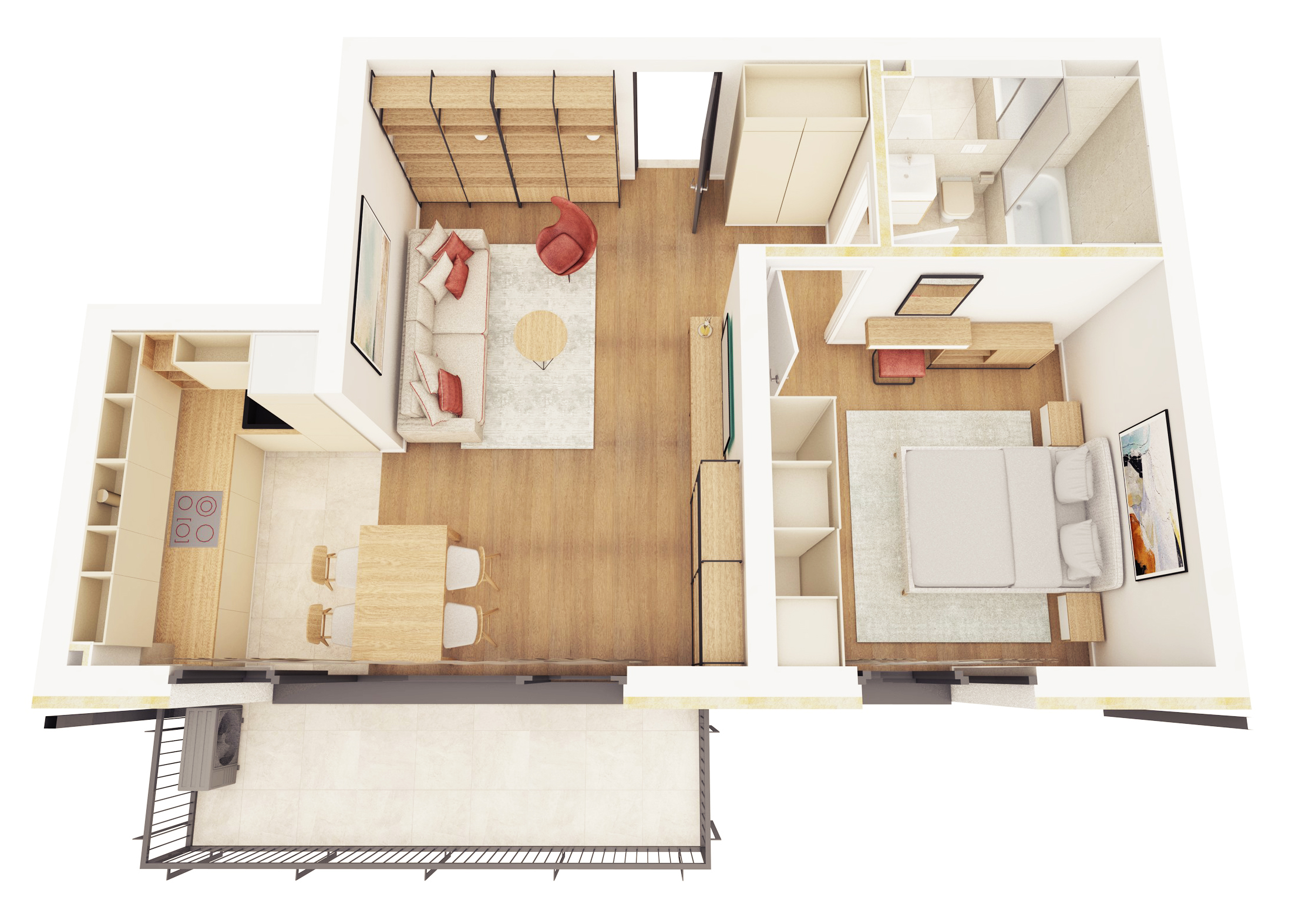 A10 - Apartament cu Două Camere și Balcon Mare