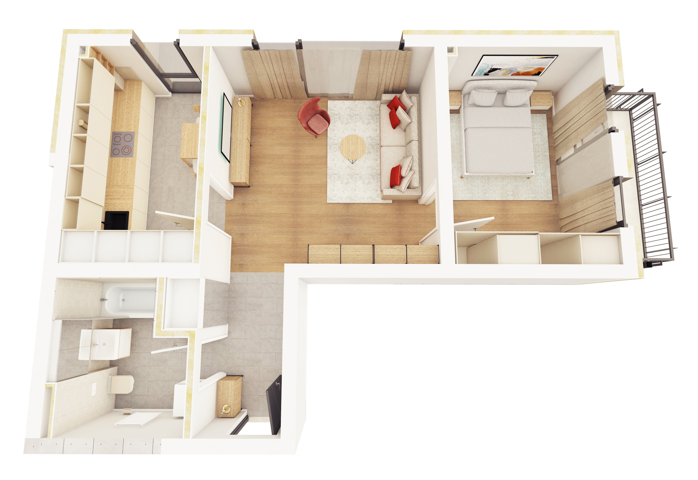 B11 - Apartament cu Două Camere și Balcon Mare – Living Spațios