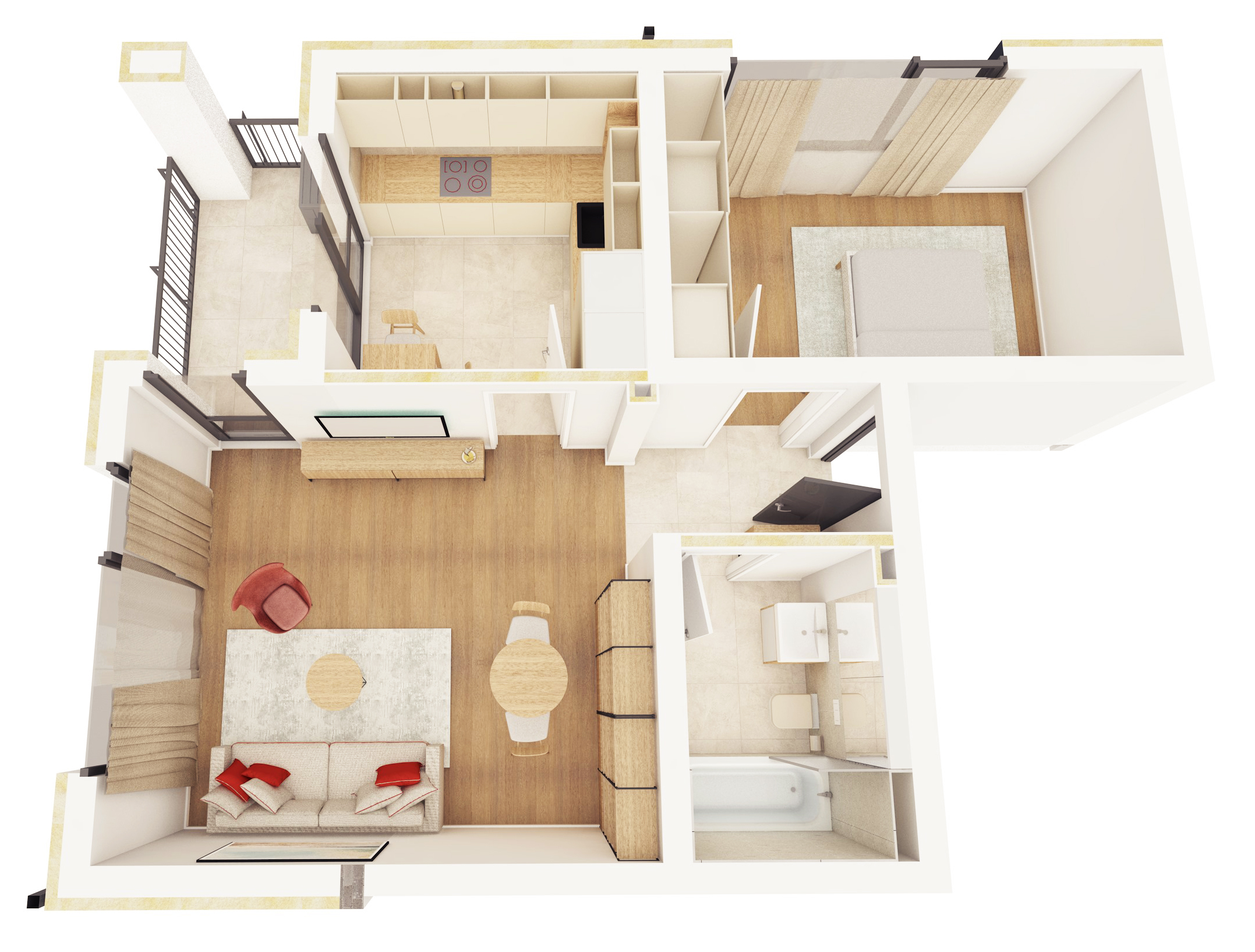 B13 - Apartament cu Două Camere cu Dining și Balcon Mare