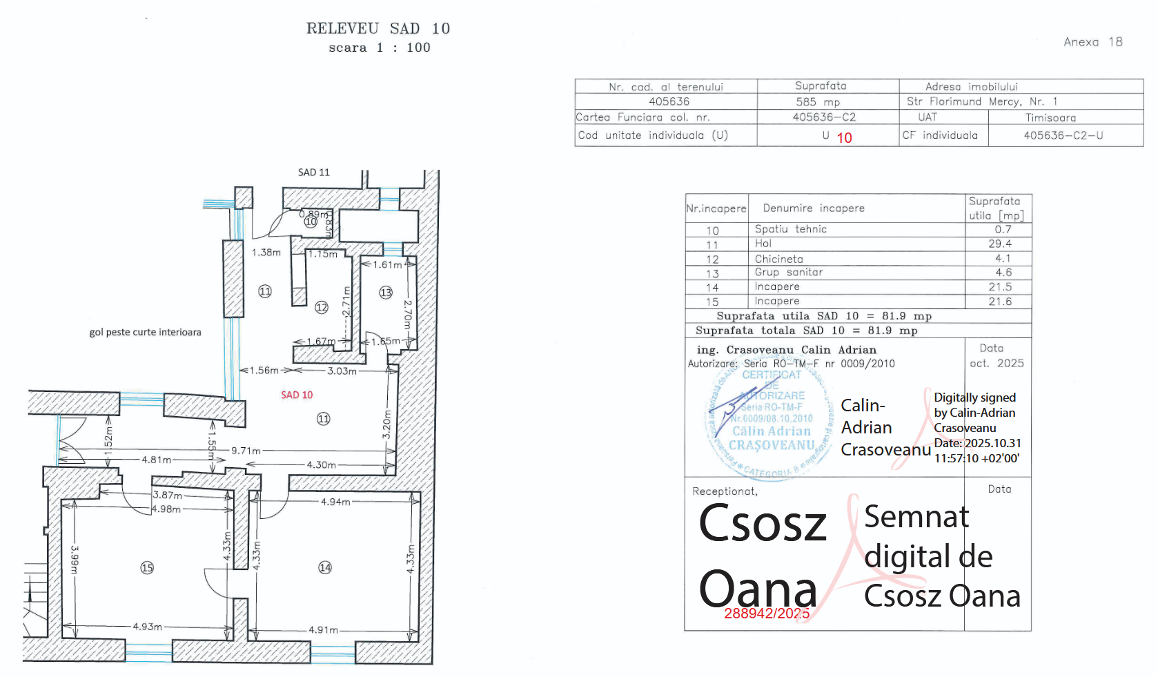 Spațiu birouri SAD 10 etaj 2 Timișoara centru vedere generală