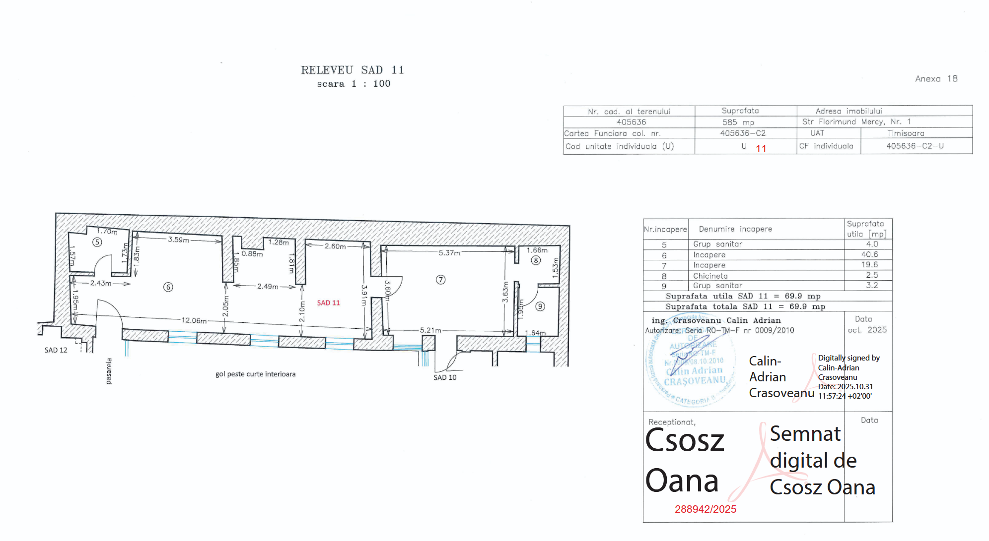 Spațiu birouri SAD 11 etaj 2 Timișoara centru vedere generală