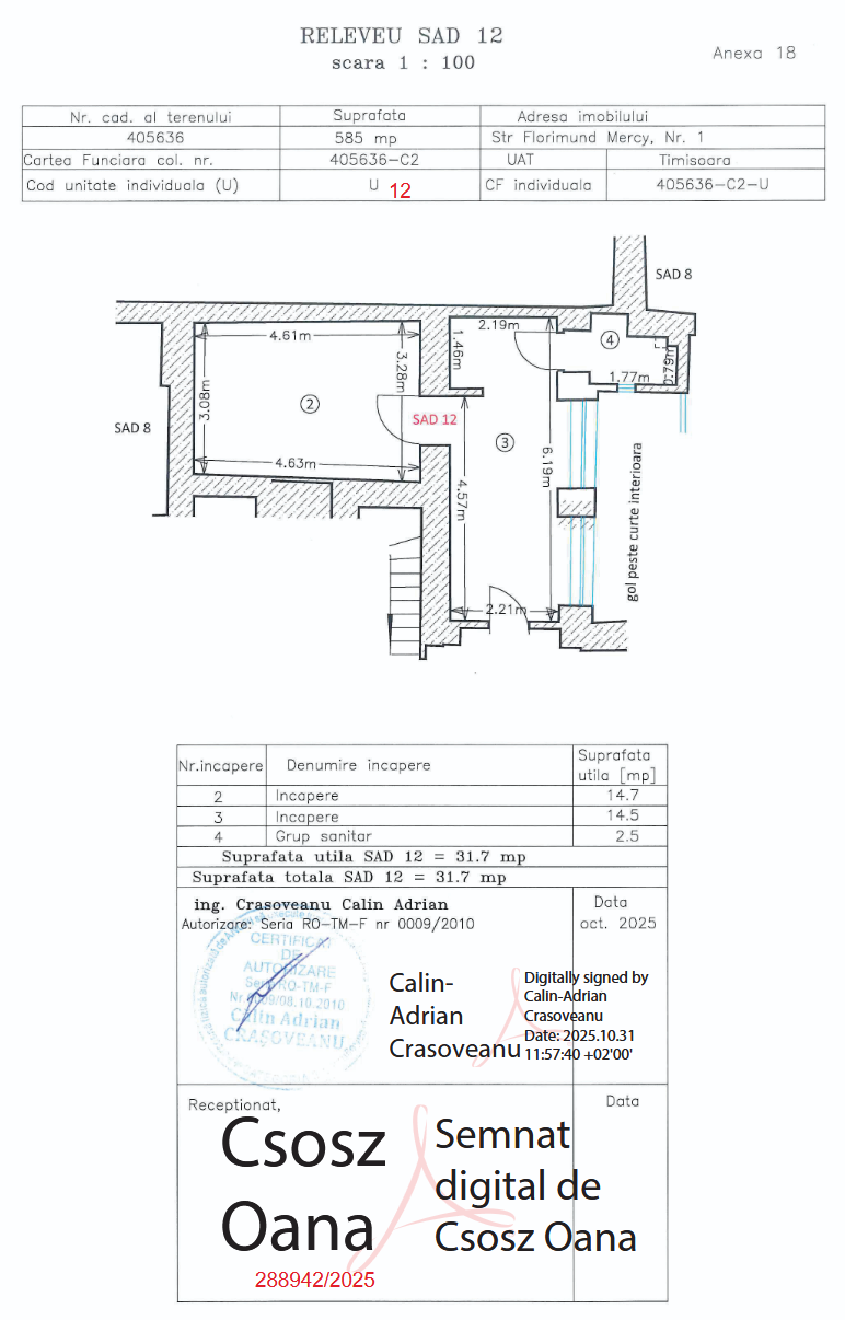 Spațiu birouri SAD 12 etaj 2 Timișoara centru vedere generală