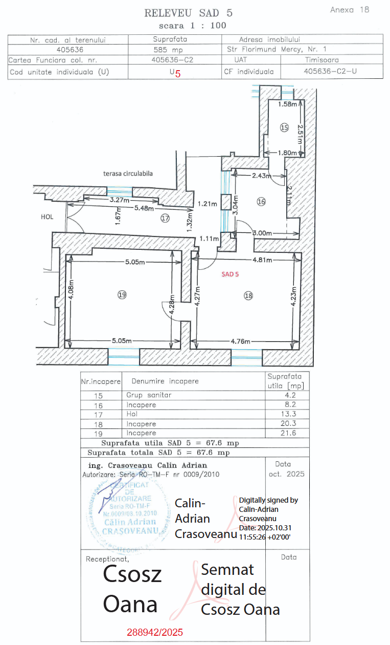 Spațiu birouri SAD 5 etaj 1 Timișoara centru vedere generală