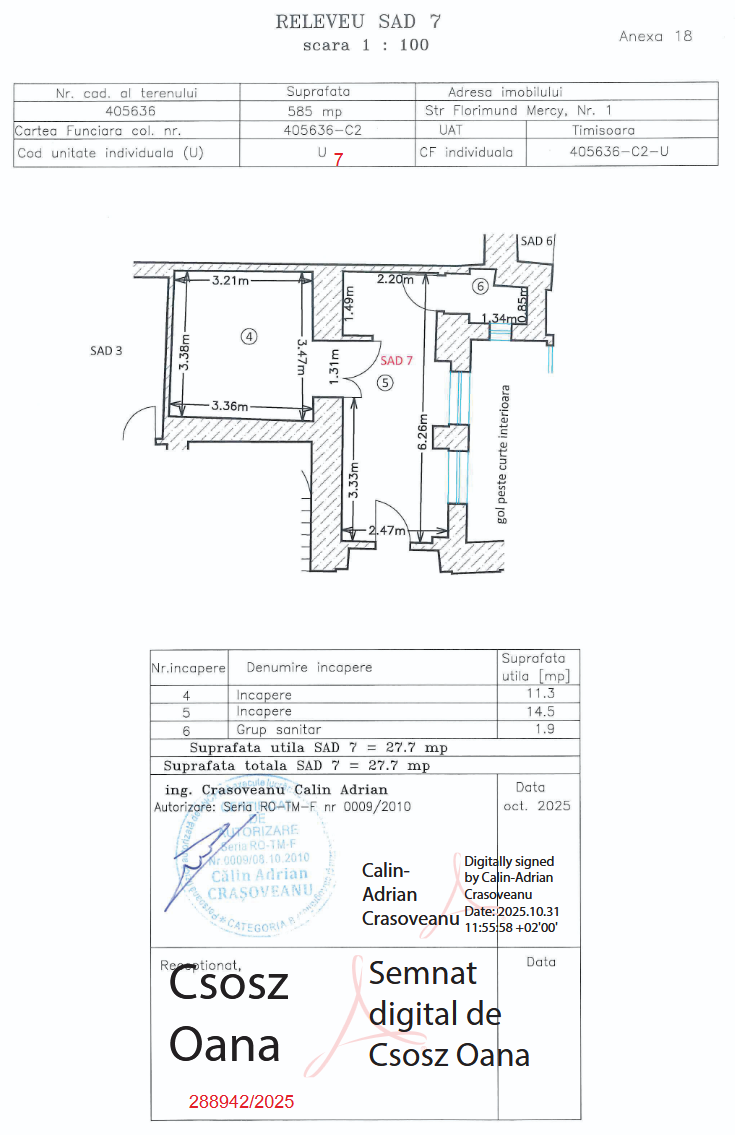 Spațiu birouri SAD 7 etaj 1 Timișoara centru vedere generală
