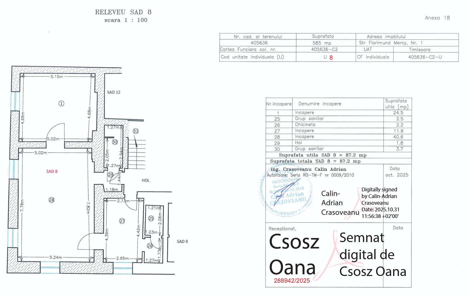 Spațiu birouri SAD 8 etaj 2 Timișoara centru vedere generală