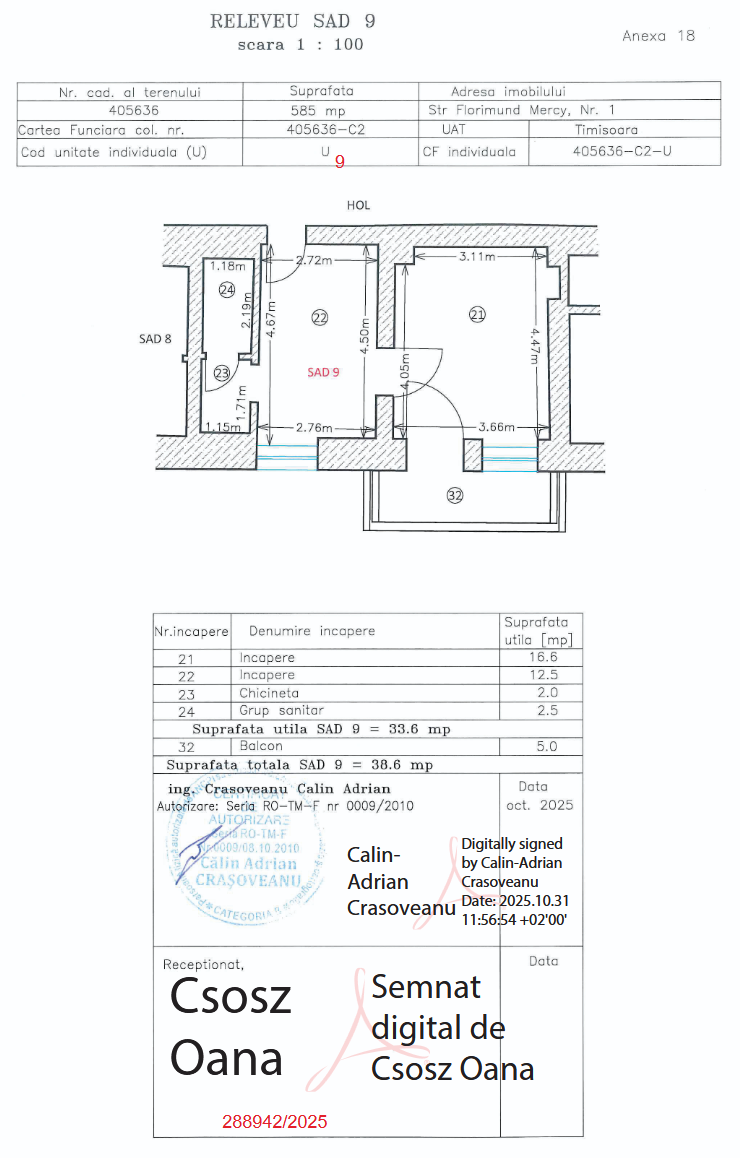 Spațiu birouri SAD 9 etaj 2 Timișoara centru vedere generală cu balcon