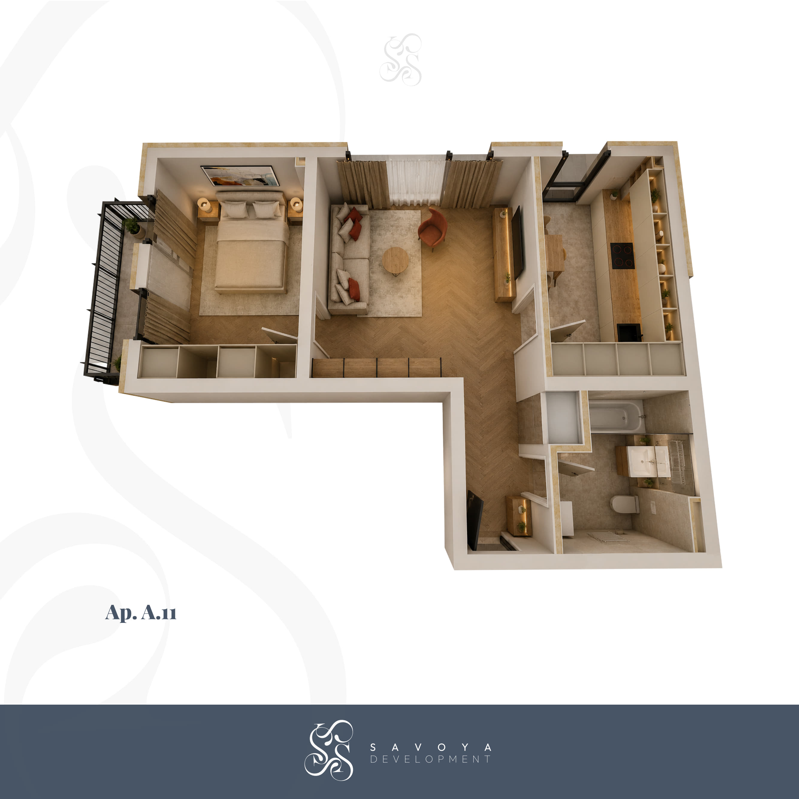 A11 - Apartament cu Două Camere și Balcon Spațios – Compartimentare Eficientă