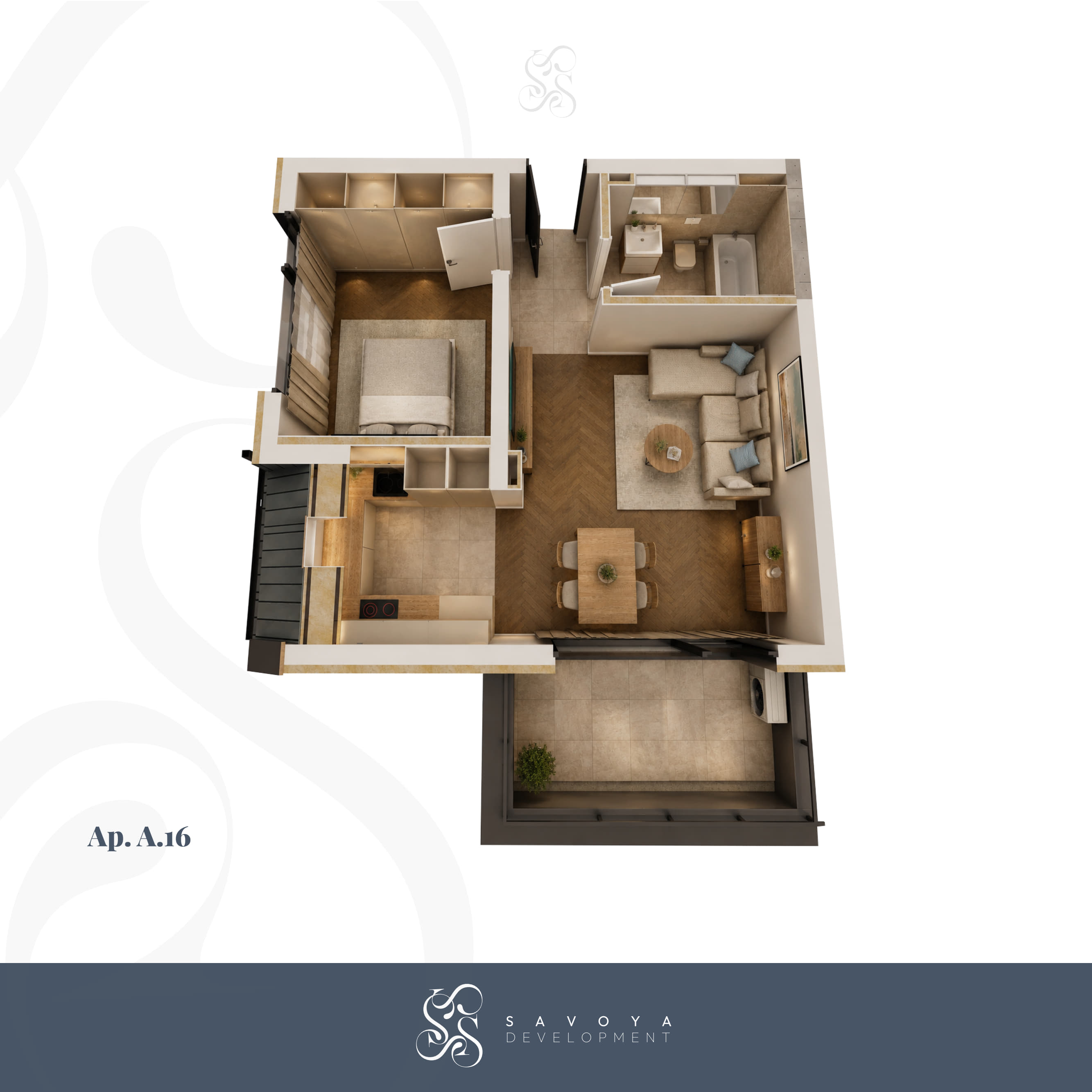 A16 - Apartament cu Două Camere cu Balcon