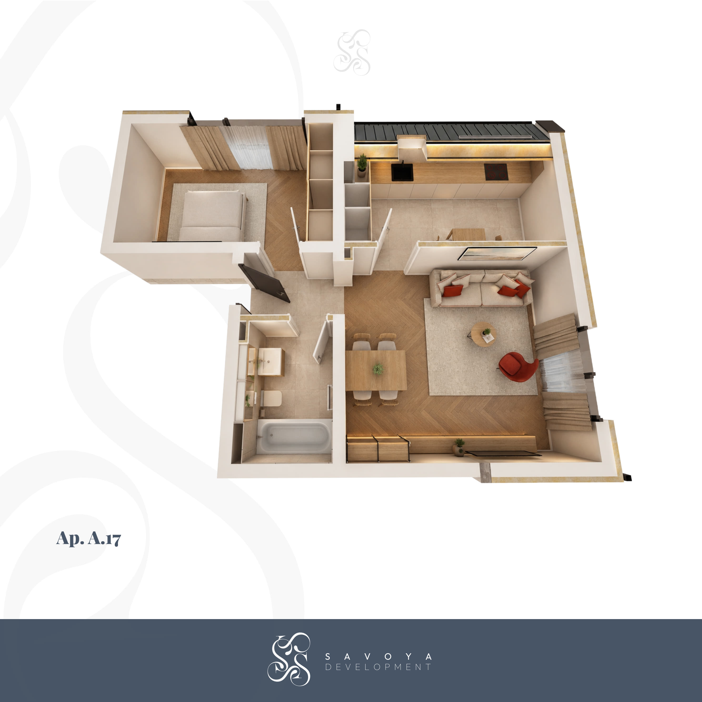 A17 - Apartament cu Două Camere și Bucătărie Separată