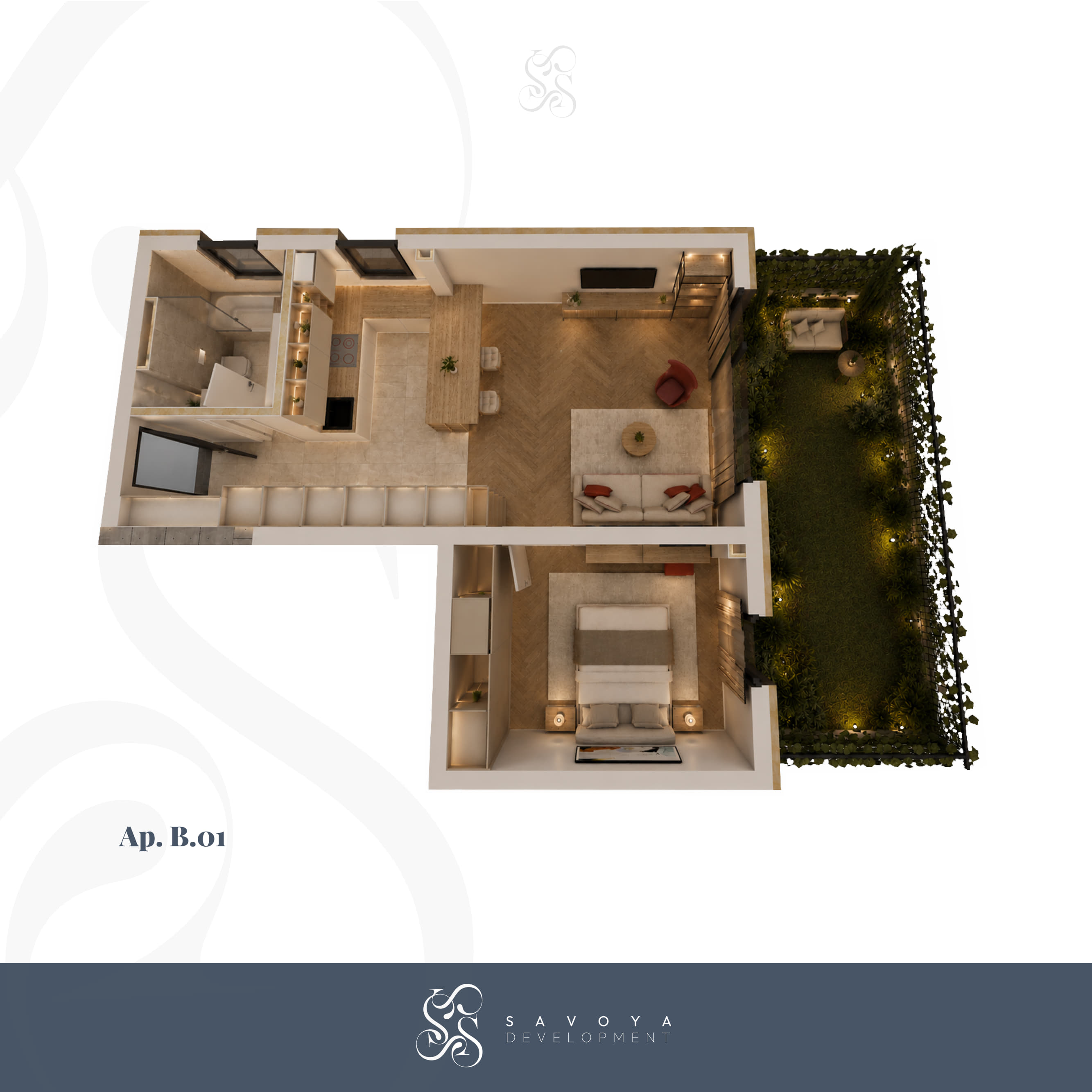 B01 - Apartament cu Două Camere cu Grădină Spațioasă și Dormitor Matrimonial