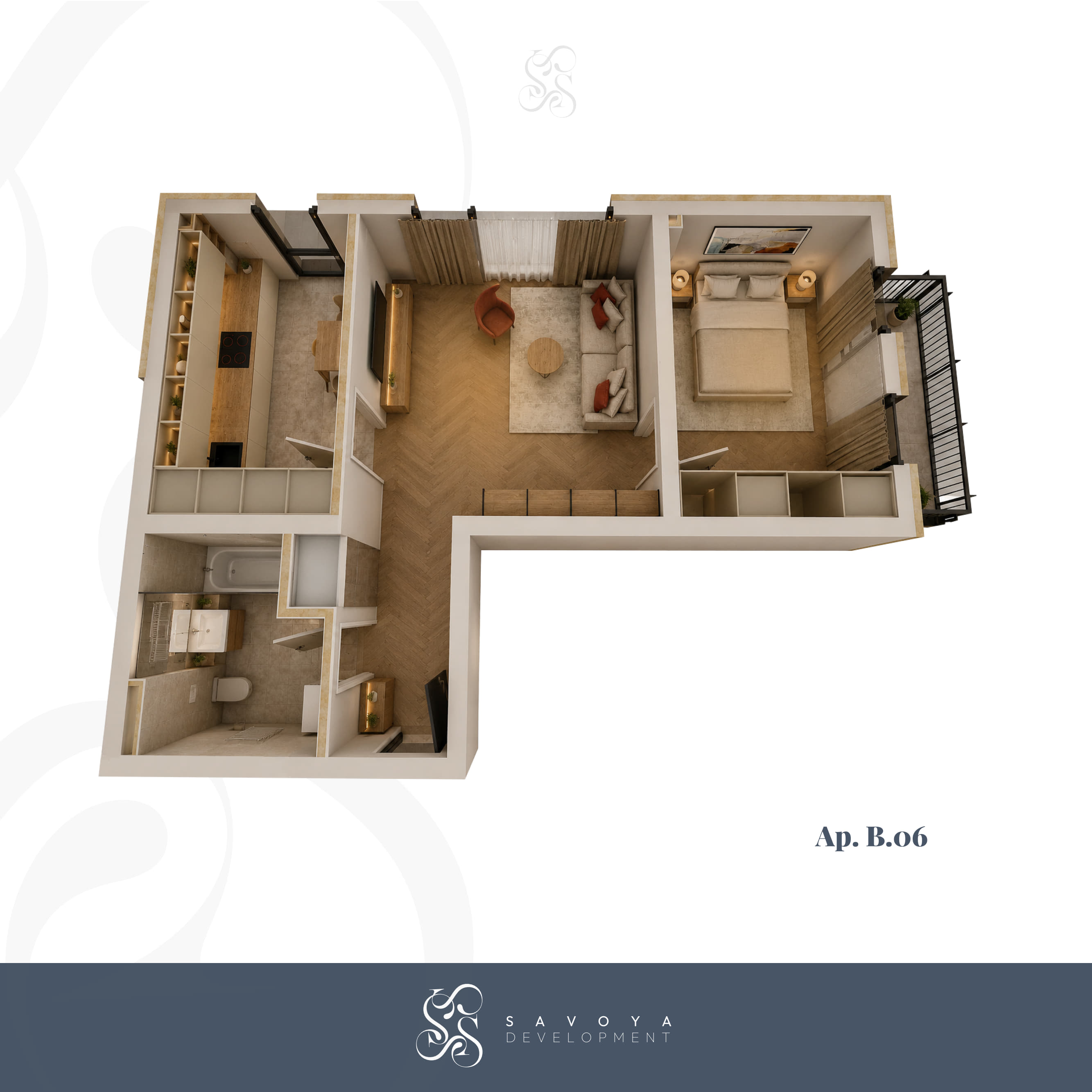 B06 - Apartament cu Două Camere și Balcon