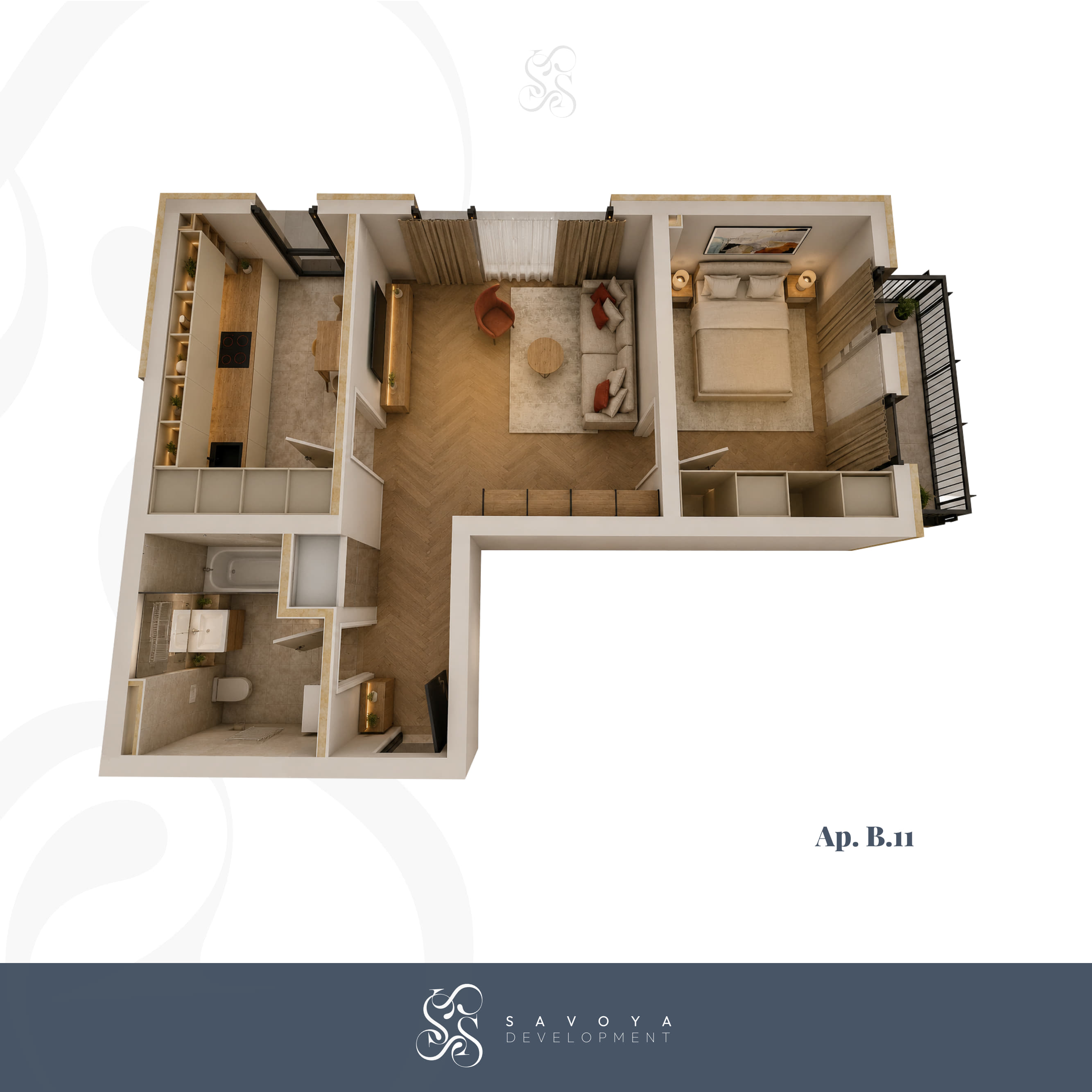 B11 - Apartament cu Două Camere și Balcon Mare – Living Spațios
