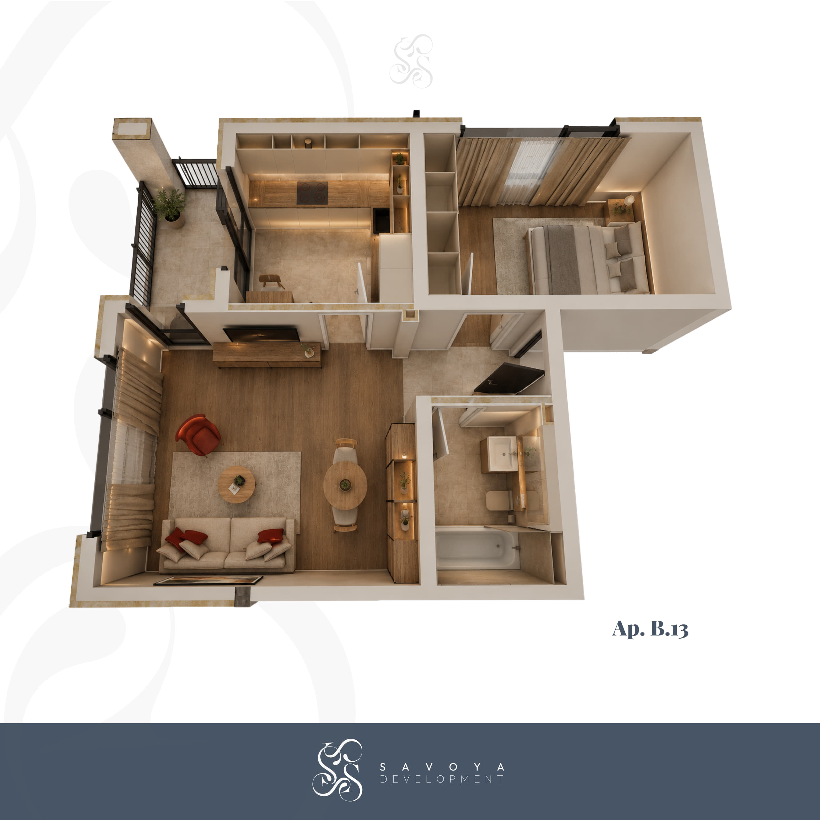 B13 - Apartament cu Două Camere cu Dining și Balcon Mare