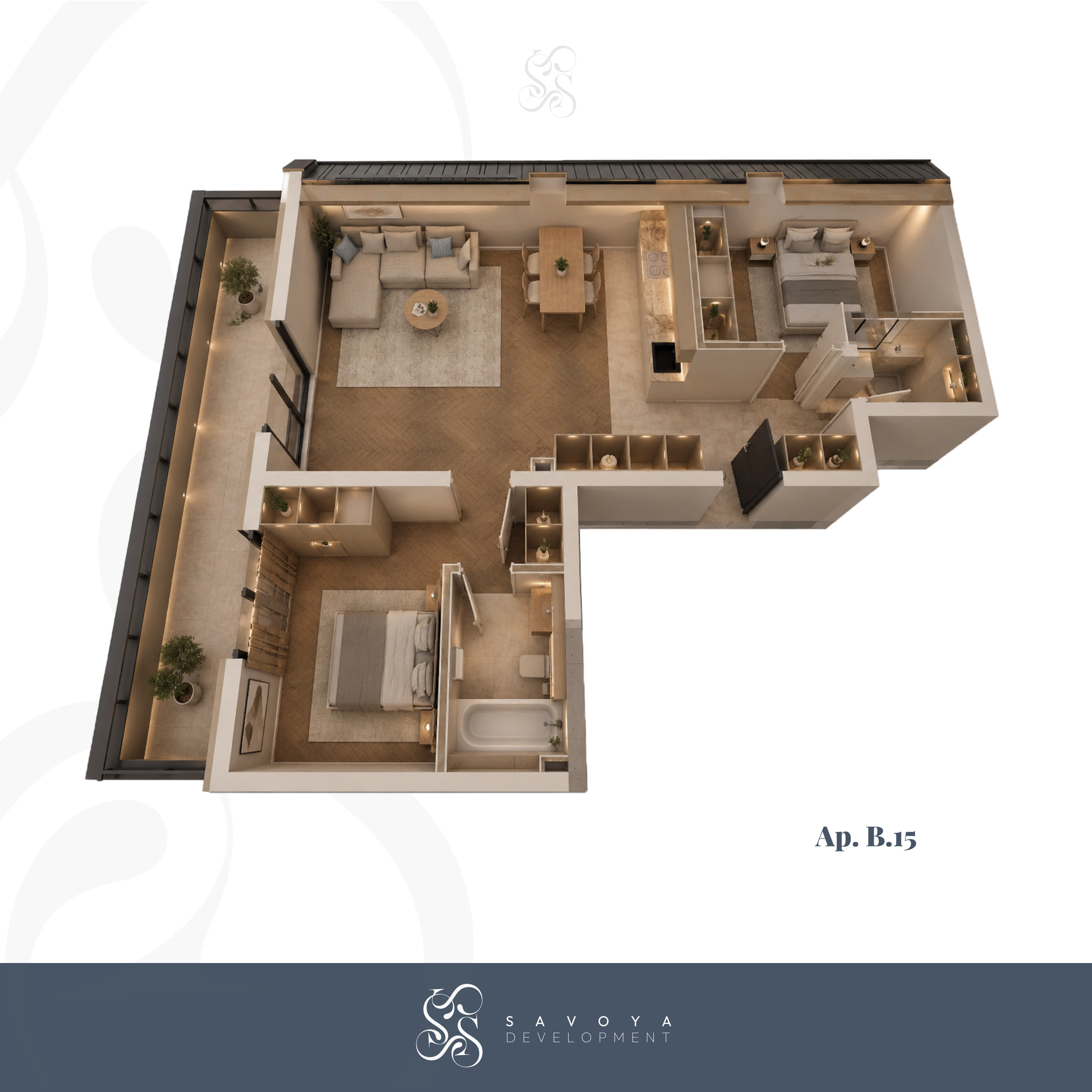 B15 - Apartament cu Trei Camere cu Balcon Mare
