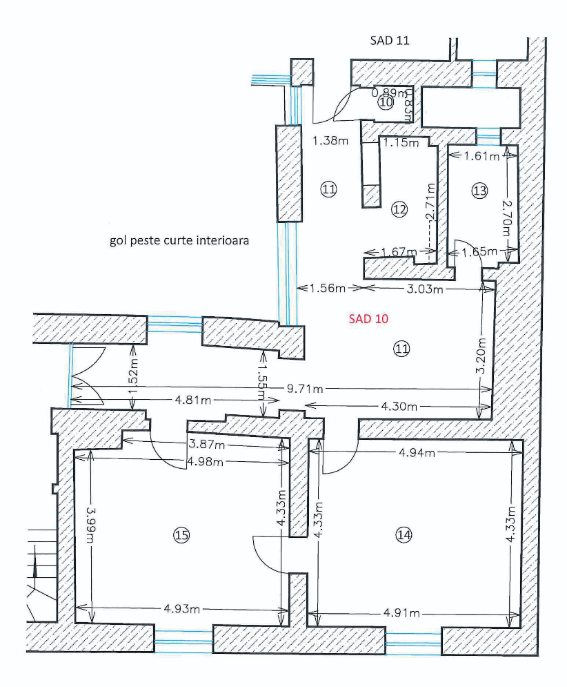 Plan compartimentare SAD 10 etaj 2 spațiu birouri 81,9 mp