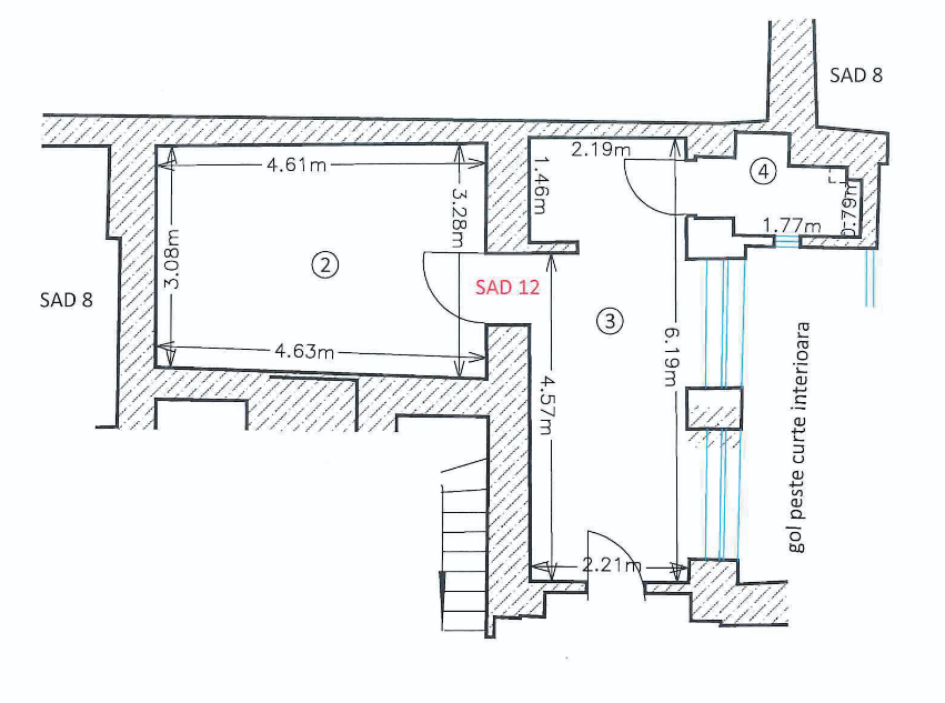 Plan compartimentare SAD 12 etaj 2 spațiu birouri 31,7 mp