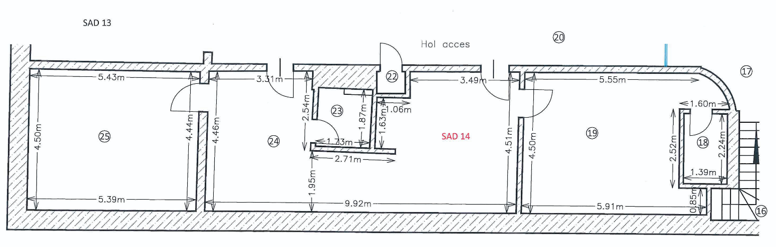 Plan compartimentare SAD 14 mansardă spațiu birouri 93,5 mp