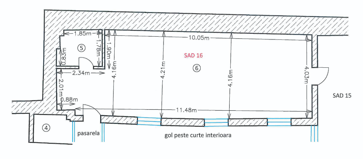 Plan compartimentare SAD 16 mansardă spațiu birouri 50,4 mp