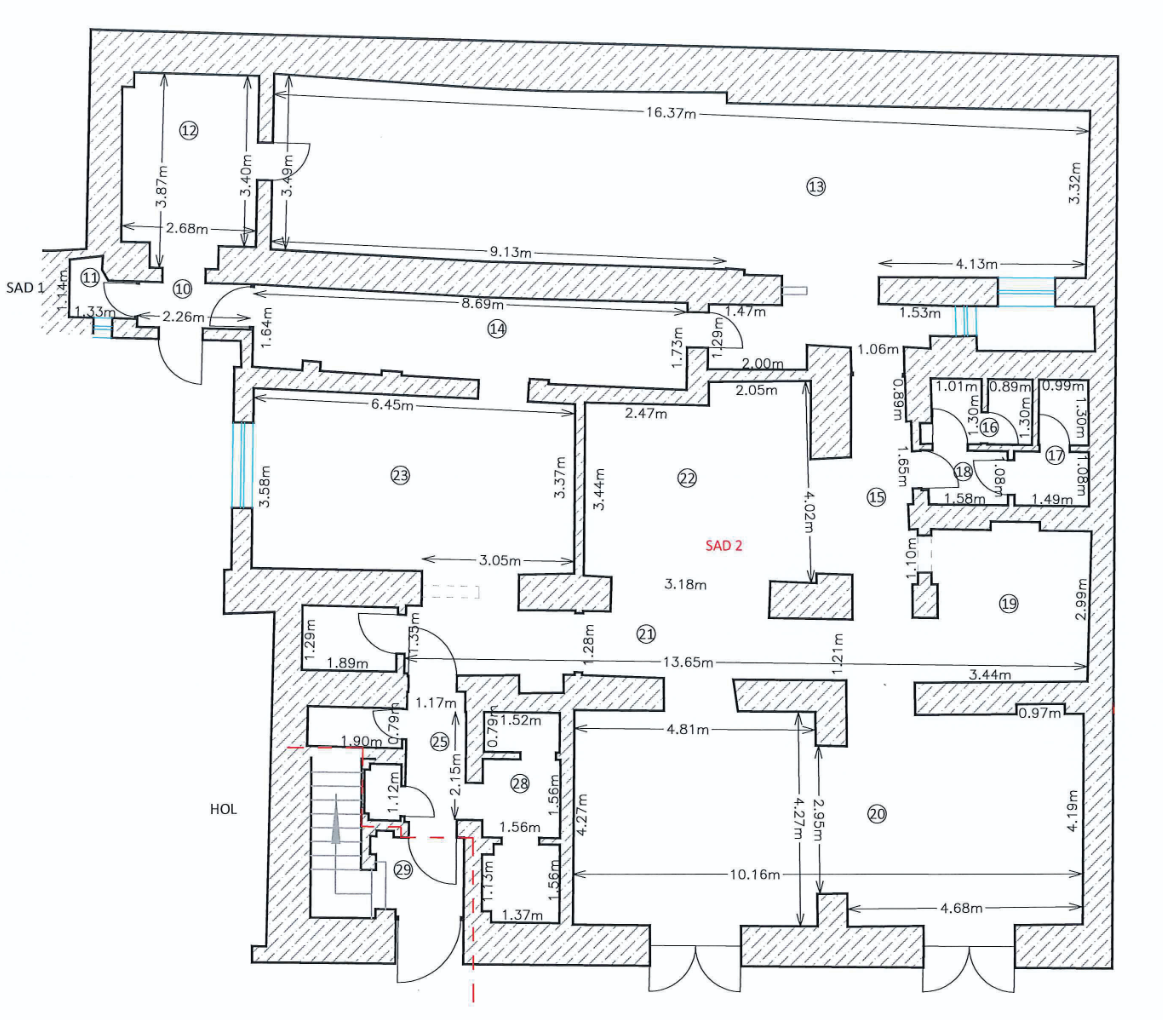 Plan compartimentare SAD 2 spațiu birouri 230,7 mp
