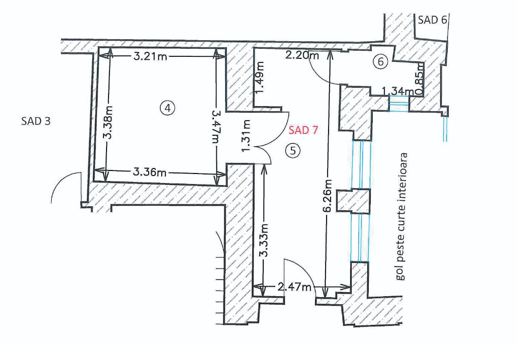 Plan compartimentare SAD 7 etaj 1 spațiu birouri 27,7 mp
