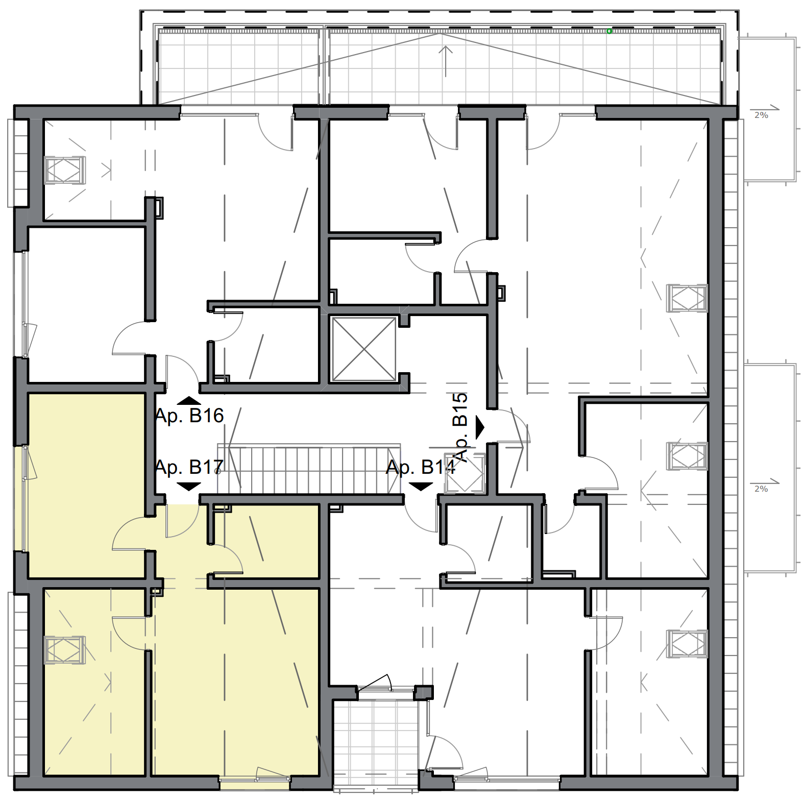 schita apartament cu doua camere fara balcon