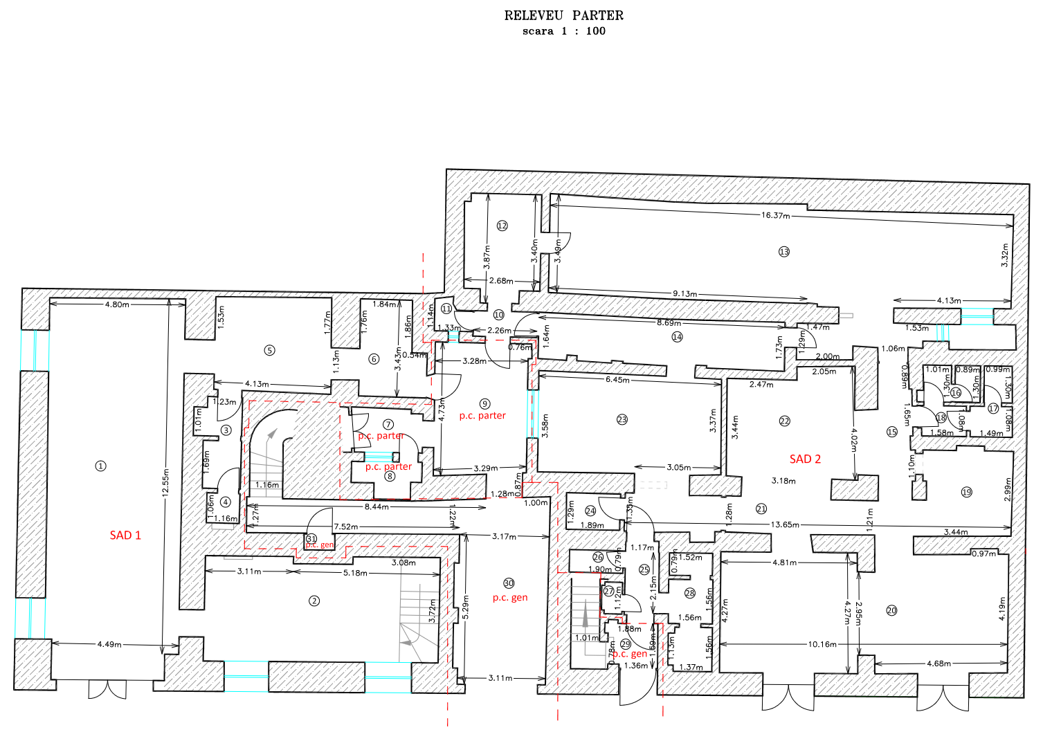 Plan SAD 1 spațiu birouri 208,5 mp parter Timișoara Florimund Mercy